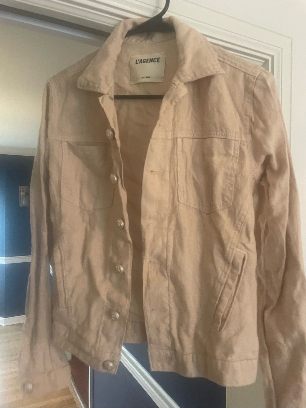 L'AGENCE nyc designer khaki tan 100% linen top XS natural